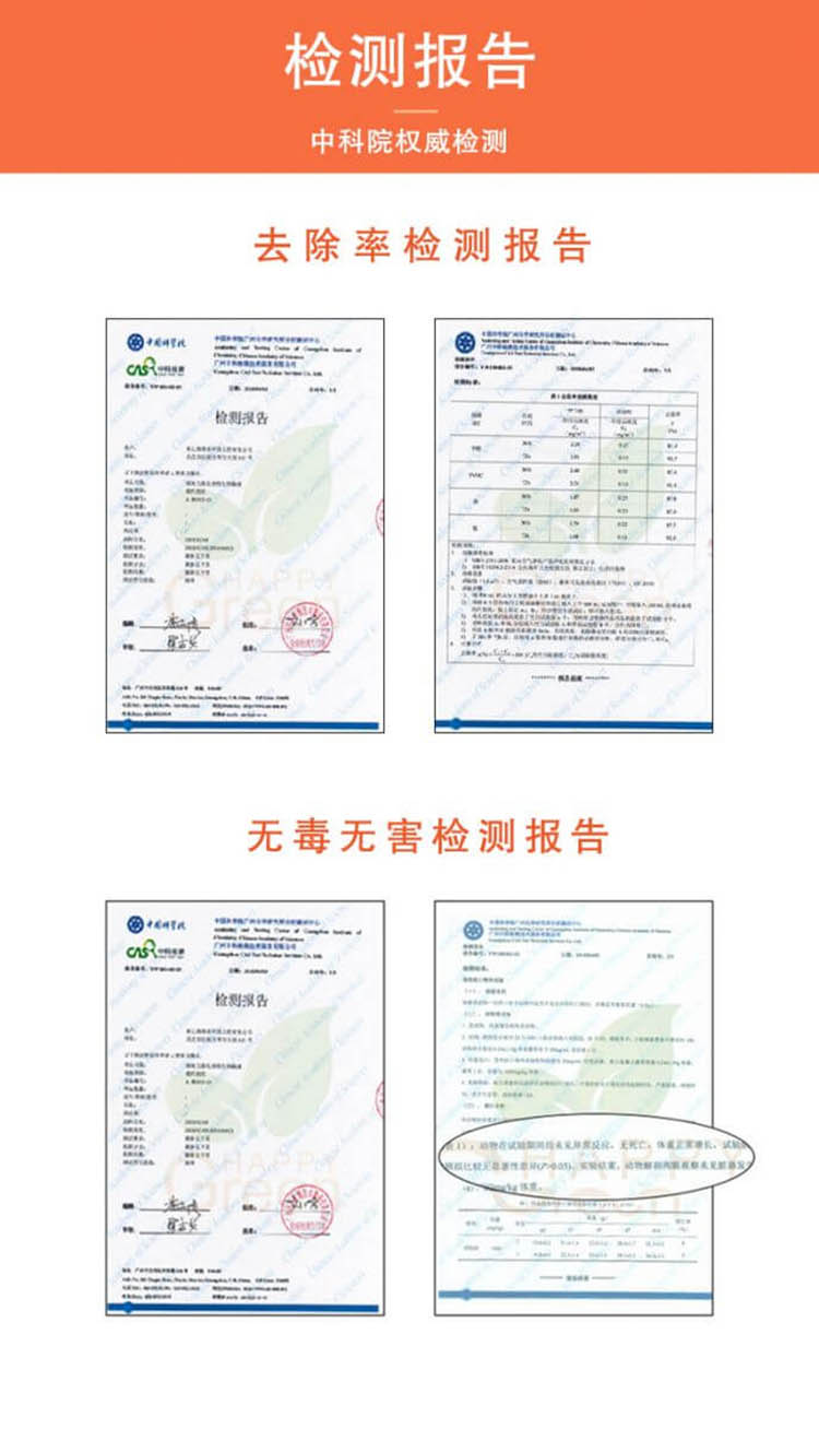 绿快光催化强力油漆除味剂检测报告